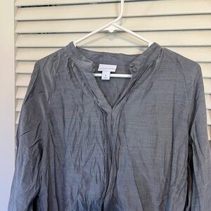 Gray Button-Up Blouse
